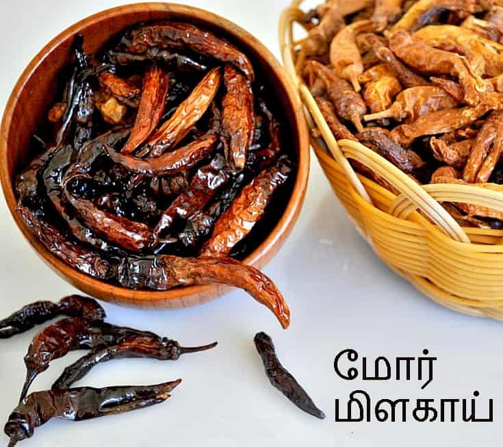 Thanjavur Mor Milagai (sun dried Chilies) vathal