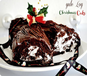 Yule Log Christmas cake