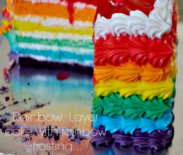 Rainbow cake with frosting