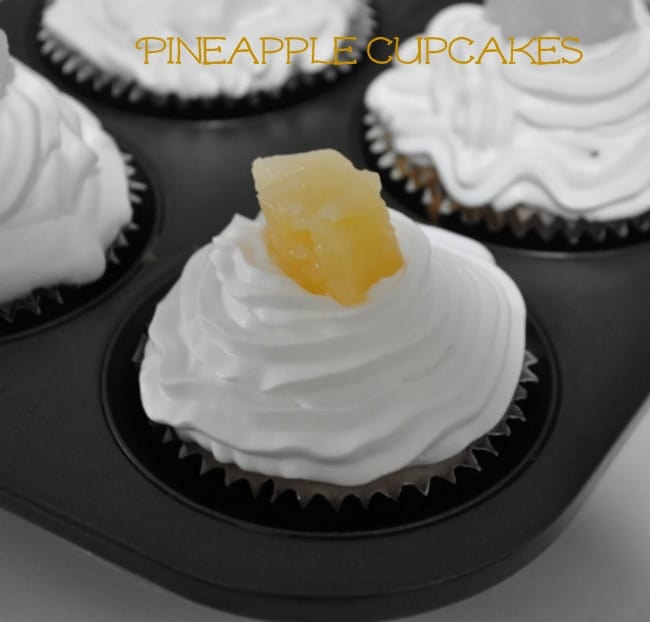 Simple Pineapple Cup Cakes recipe with egg and fresh cream frosting