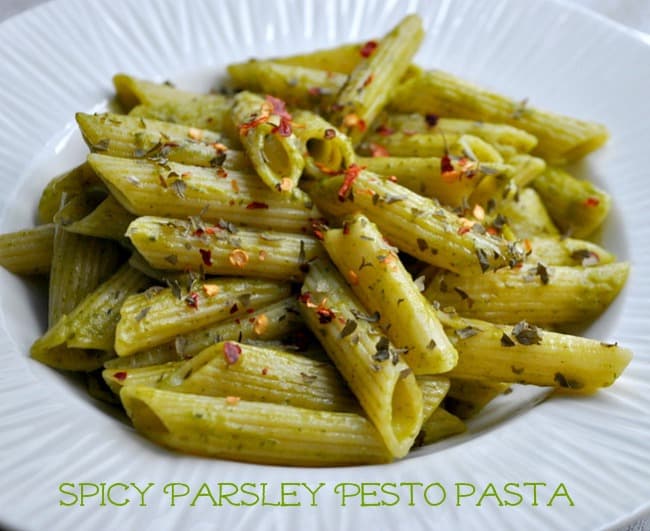 Spicy Parsley Pesto pasta