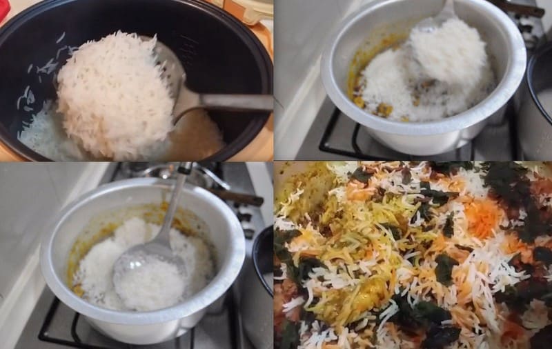 How to cook rice and layer the rice for dum biryani