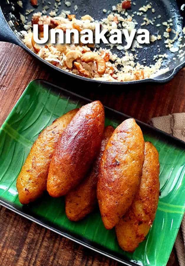 Unnakaya recipe,How to make malabar style unnakai(stuffed plantain fritters)