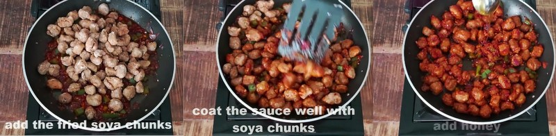 Honey Chili Soya Chunks Recipe with sesame seeds