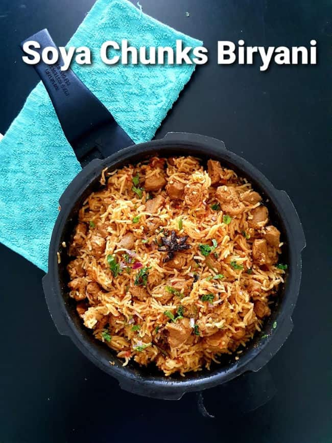 Soya Chunks Biryani Recipe, Marinated Meal Maker Biryani Tamil Style