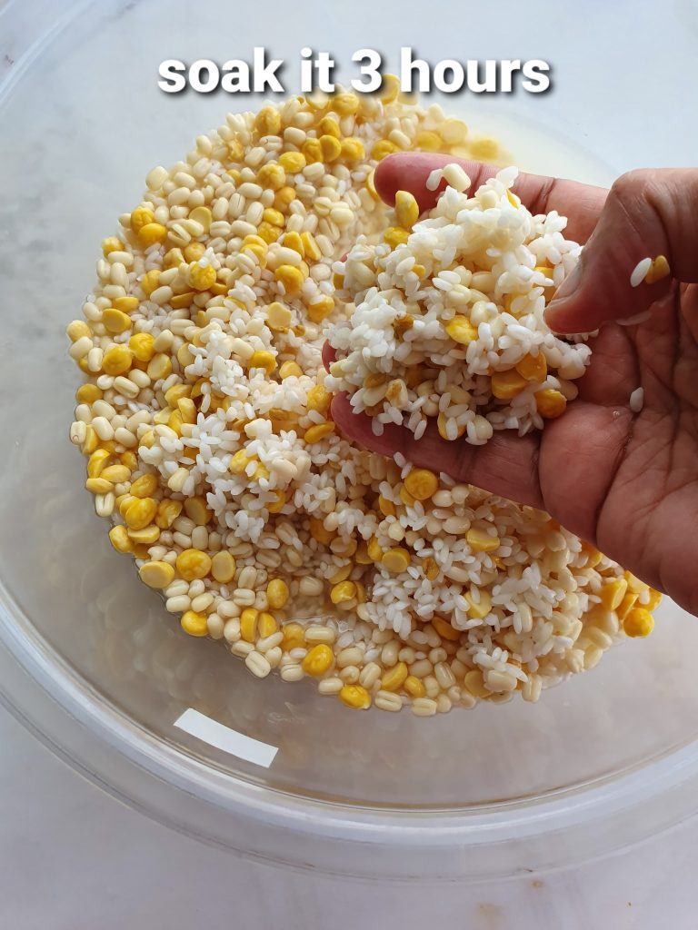 Soak Dal and Rice to make Masala Dosa Batter