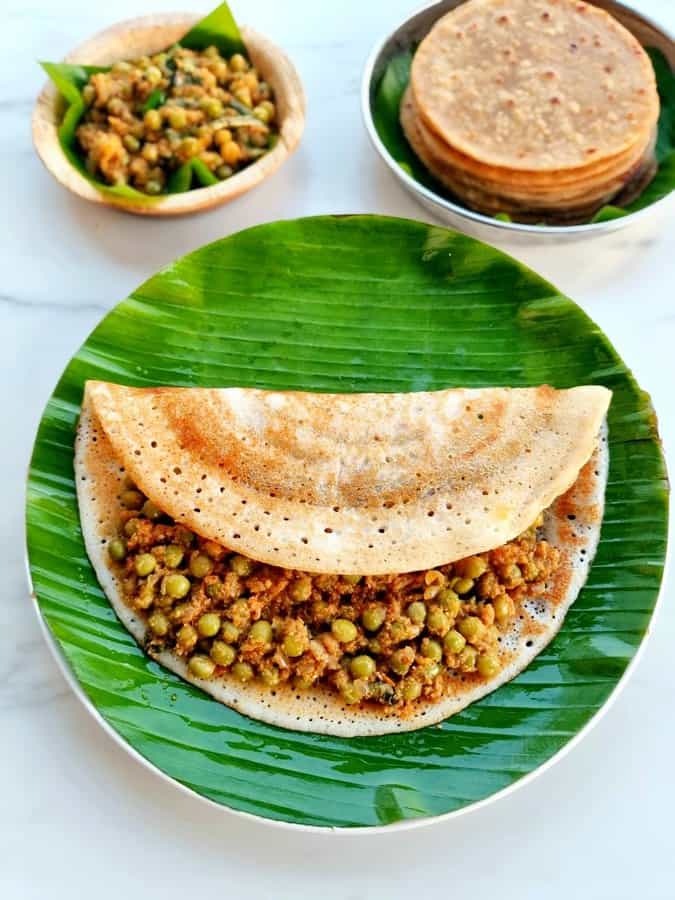Green Peas Masala Dosa recipe, Chettinad Pachai Pattani Masala Dosai ...