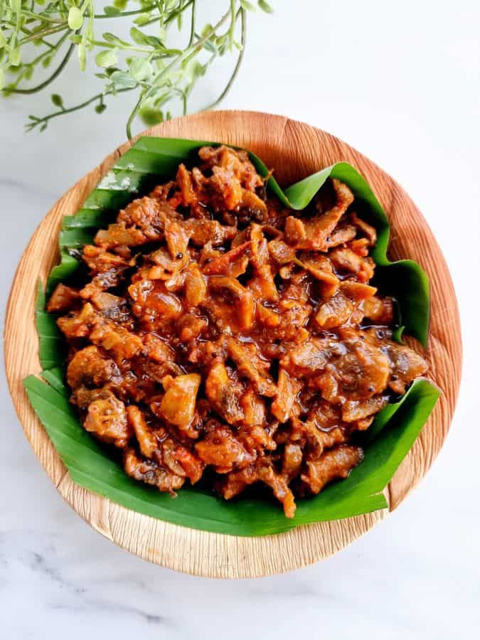 Mushroom Thokku for rice Recipe, How to make Kalan Thokku