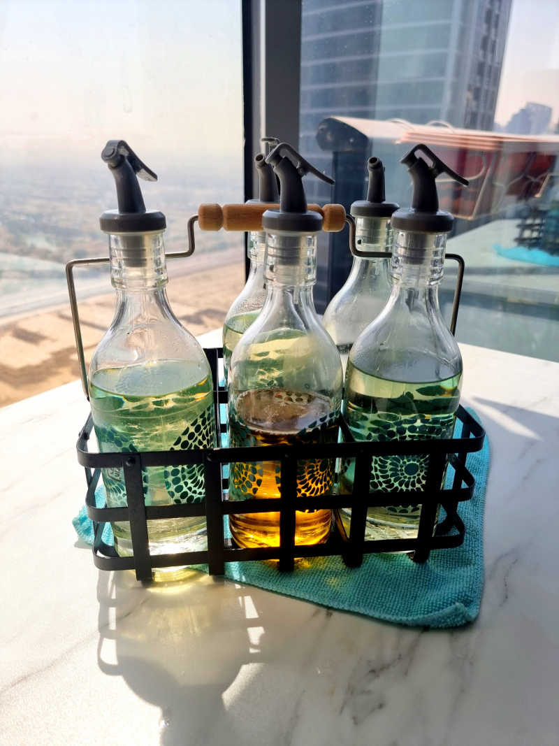 How to quickly CLEAN Oil Bottles(Dispensers), Indian Kitchen Basics