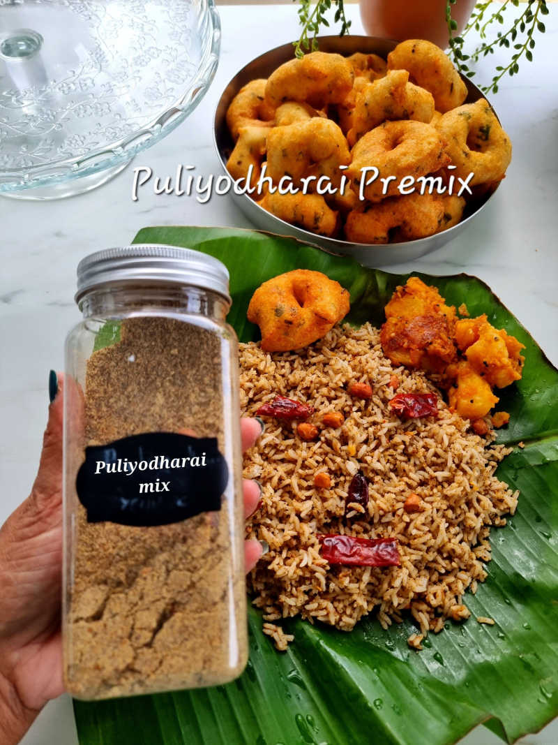 Instant Puliyodharai Mix, How to make Ready to Use Tamarind rice Powder ...